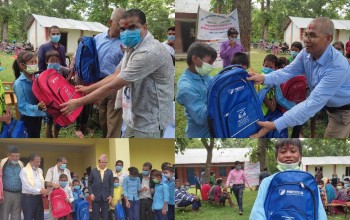 बर्दियामा नेपाली कांग्रेसका महासमिति सदस्य तिमिल्सिनाले वितरण गरे स्वास्थ्य तथा शैक्षिक सामाग्री 